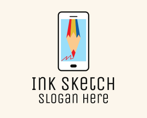 Pencil Sketch Smartphone App logo design