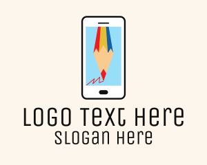 Phone - Pencil Sketch Smartphone App logo design
