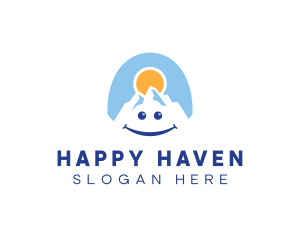 Happy Alpine Mountain logo design