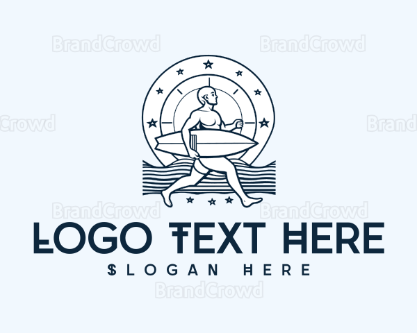 Ocean Surfboard Surfer Man Logo