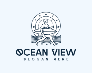 Ocean Surfboard Surfer Man logo design