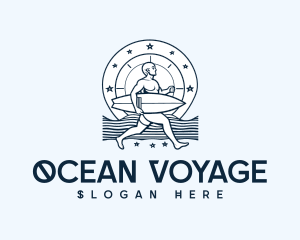 Ocean Surfboard Surfer Man logo design