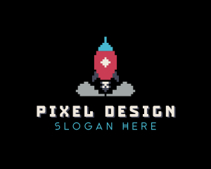 Pixelated Rocket Gaming logo design