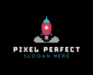 Pixelated Rocket Gaming logo design