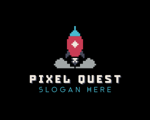 Pixelated Rocket Gaming logo design