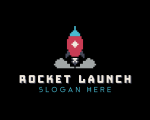 Rocket - Pixelated Rocket Gaming logo design