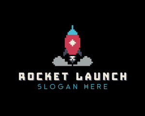 Pixelated Rocket Gaming logo design