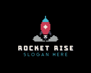 Pixelated Rocket Gaming logo design