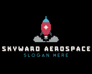 Aerospace - Pixelated Rocket Gaming logo design