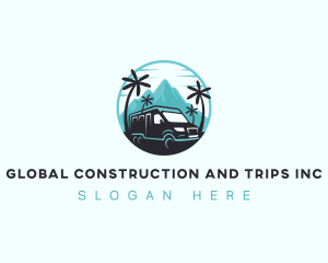 Palm Tree - Travel Van Mountain logo design