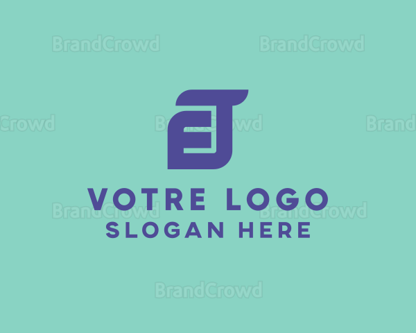 Blue Connected Letter ET Logo