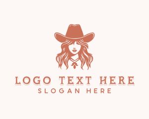 Cowboy Hat - Woman Cowgirl Buckaroo logo design