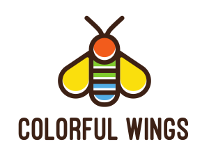 Colorful Fly Insect logo design