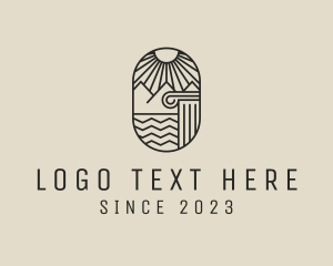 Tourism - Architecture Column Mountain logo design