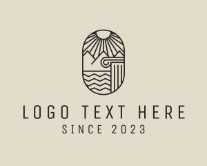Santorini - Architecture Column Mountain logo design