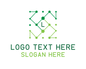 Social Network - Green Abstract Network Letter logo design
