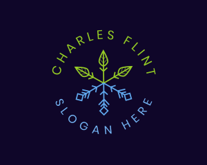 Winter - Eco Plant Snowflake logo design