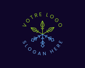 Winter - Eco Plant Snowflake logo design