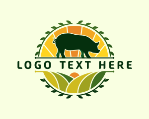 Meat - Pig Hog Agriculture logo design