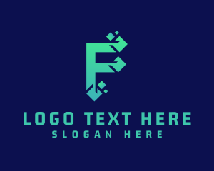 Financing - Digital Cryptocurrency Letter F logo design