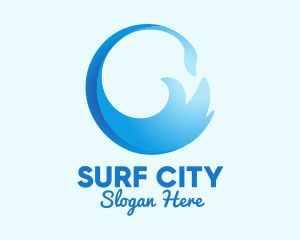 Blue Surf Wave  logo design