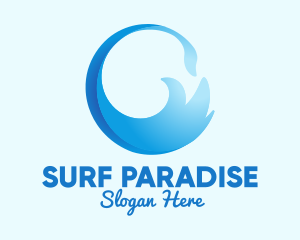 Blue Surf Wave  logo design