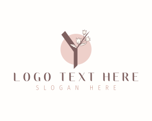 Botanical - Natural Tulip Floral Letter Y logo design