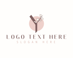 Natural Tulip Floral Letter Y Logo
