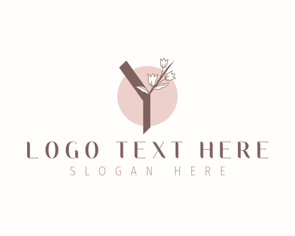 Botanical - Natural Tulip Floral Letter Y logo design