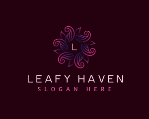 Leaves floral Spa logo design