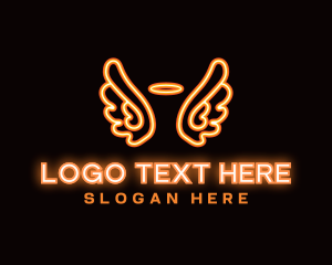 Guardian - Neon Angel Wings logo design