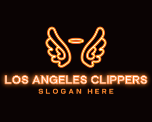 Neon Angel Wings logo design