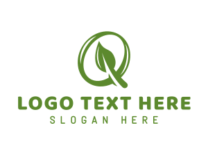 Letter Q - Green Leaf Q logo design