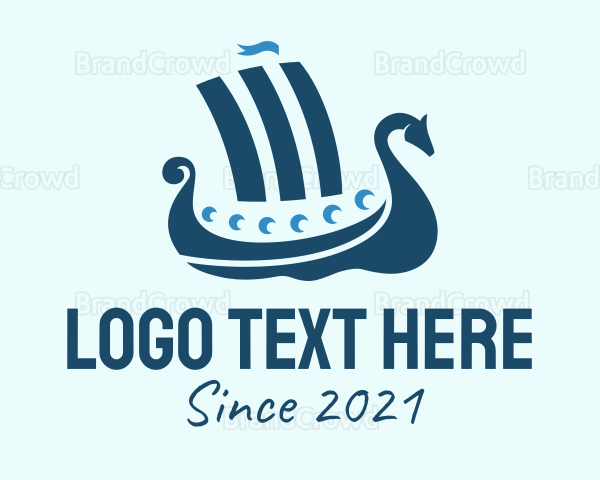 Blue Viking Ship Logo