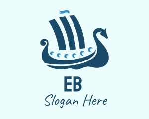 Blue Viking Ship  Logo
