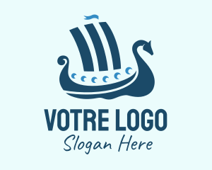 Blue Viking Ship  Logo