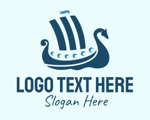 Blue Viking Ship  Logo