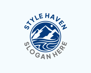 Skiing - Summit Mountain Circle logo design