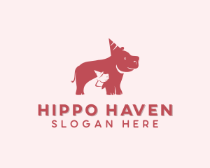 Hippo - Party Zoo Hippopotamus logo design