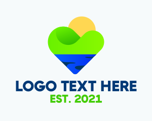Valley - Heart Landscape Island logo design