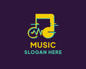 Glitch Music Note logo design