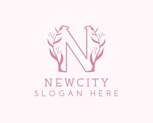 Pink Nature Letter N logo design