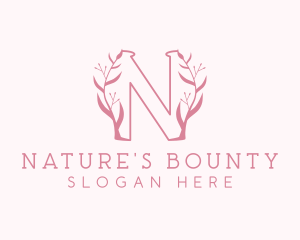 Pink Nature Letter N logo design