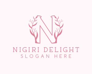 Pink Nature Letter N logo design