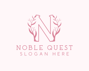 Pink Nature Letter N logo design