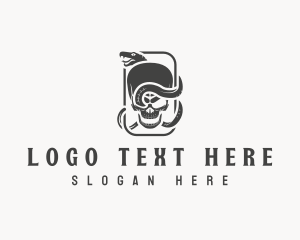 Skeleton - Snake Skull Skeleton logo design