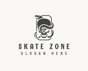 Snake Skull Skeleton logo design