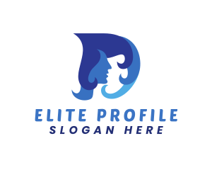Profile - Blue Hair Face D logo design