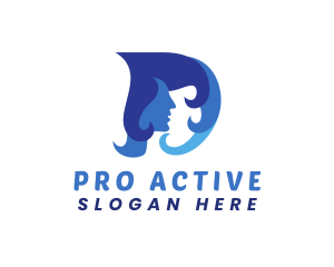 Profile - Blue Hair Face D logo design