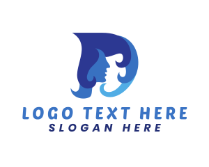Blow Dryer - Blue Hair Face D logo design